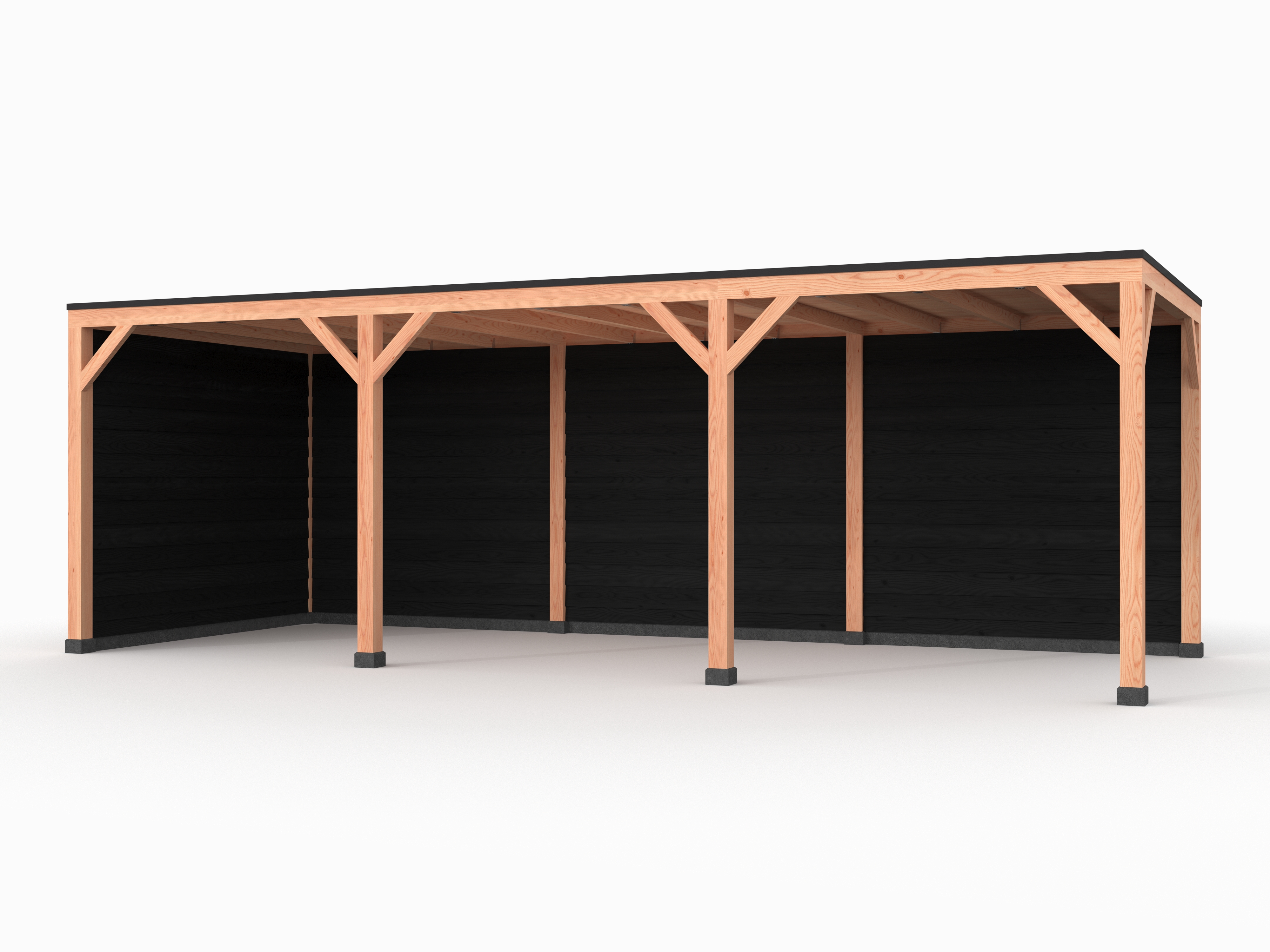 Douglas overkapping, 750 x 300, met zwarte achterwand en zijwand, Westwood Solo - Afbeelding 1